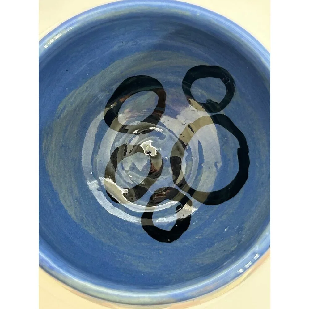 Handmade Pottery Cat Mug Sculpted Legs & Handle Blue Brown Black Whimsical Fun - Picture 6 of 9